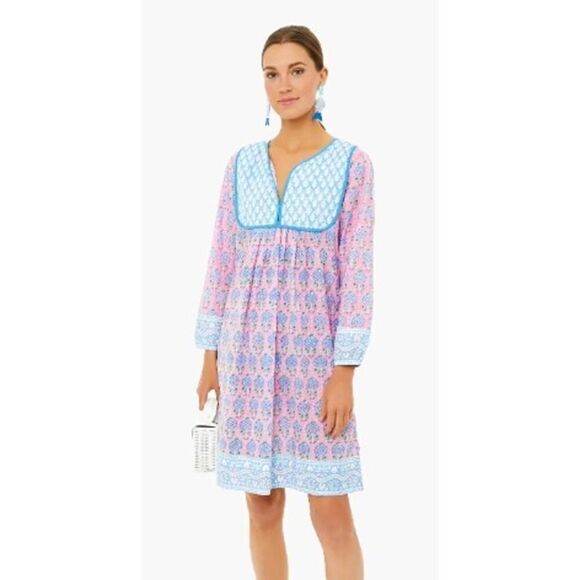 SZ Blockprints Eva Pink Pineapple Jaipur Dress NWT Sz. S - Picture 1 of 9